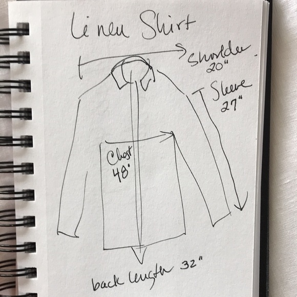 Natural Blue Melon Coral Orange Linen Shirt Large - Picture 10 of 10